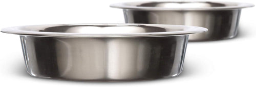 1 Cup (8 Oz.) Shallow Stainless Steel Cat Bowls, Set of 2 Neater Feeder Replacement Bowls (Express & Deluxe), Metal Cat Dishes for Food and Water, Whisker Friendly, Dishwasher Safe