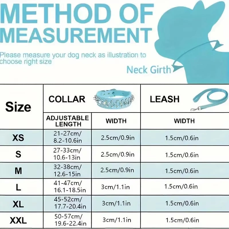 Adjustable PU Leather Pet Dog Collar Punk Rivet Dog Collar Spike Dog Neck Strap Suitable for Small Dogs and Cats