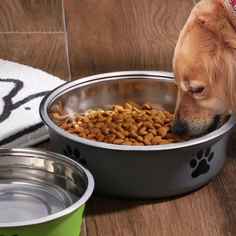 Dog Water Bowl with Non-Slip Rubber Base and Small Cats and Dogs Drinking Water Feeding Pet Bowl Stainless Steel Pet Food Bowl