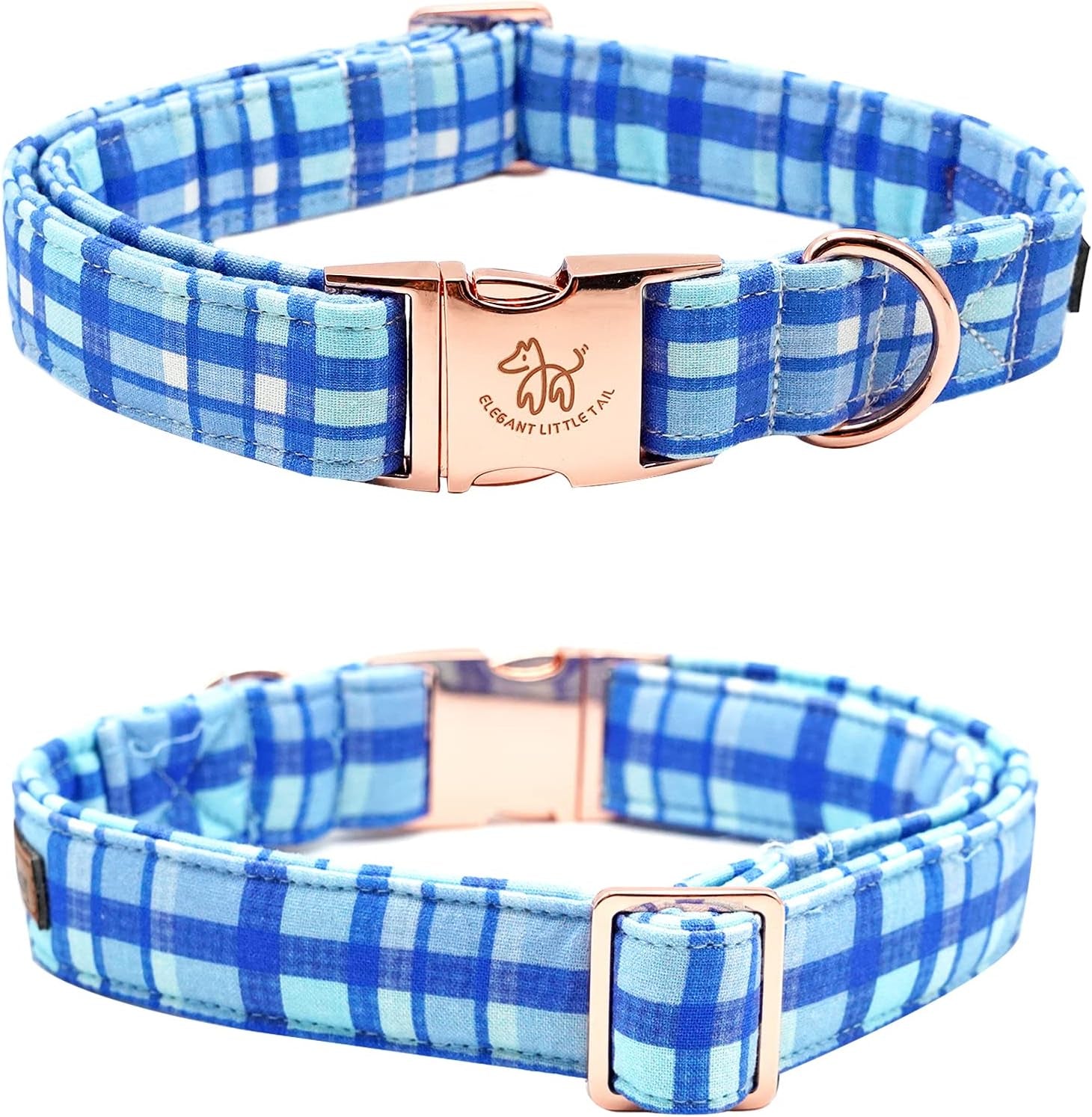 Dog Collar with Bow - Blue Plaid Boy Dog Collar Cute Bowtie Pet Collar Adjustable Dog Collar for X-Small Puppy and Cat